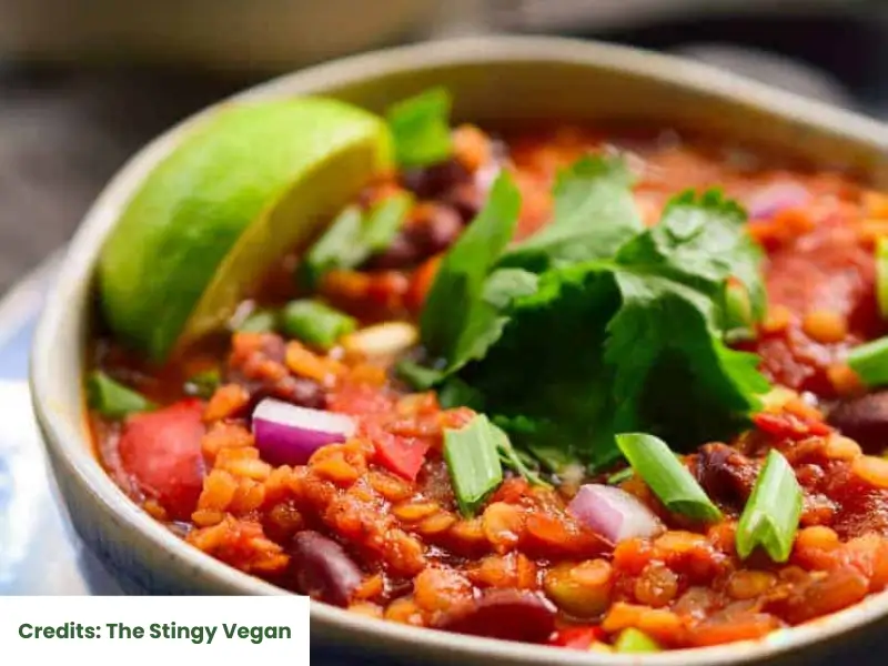 vegan red lentil chili recipe